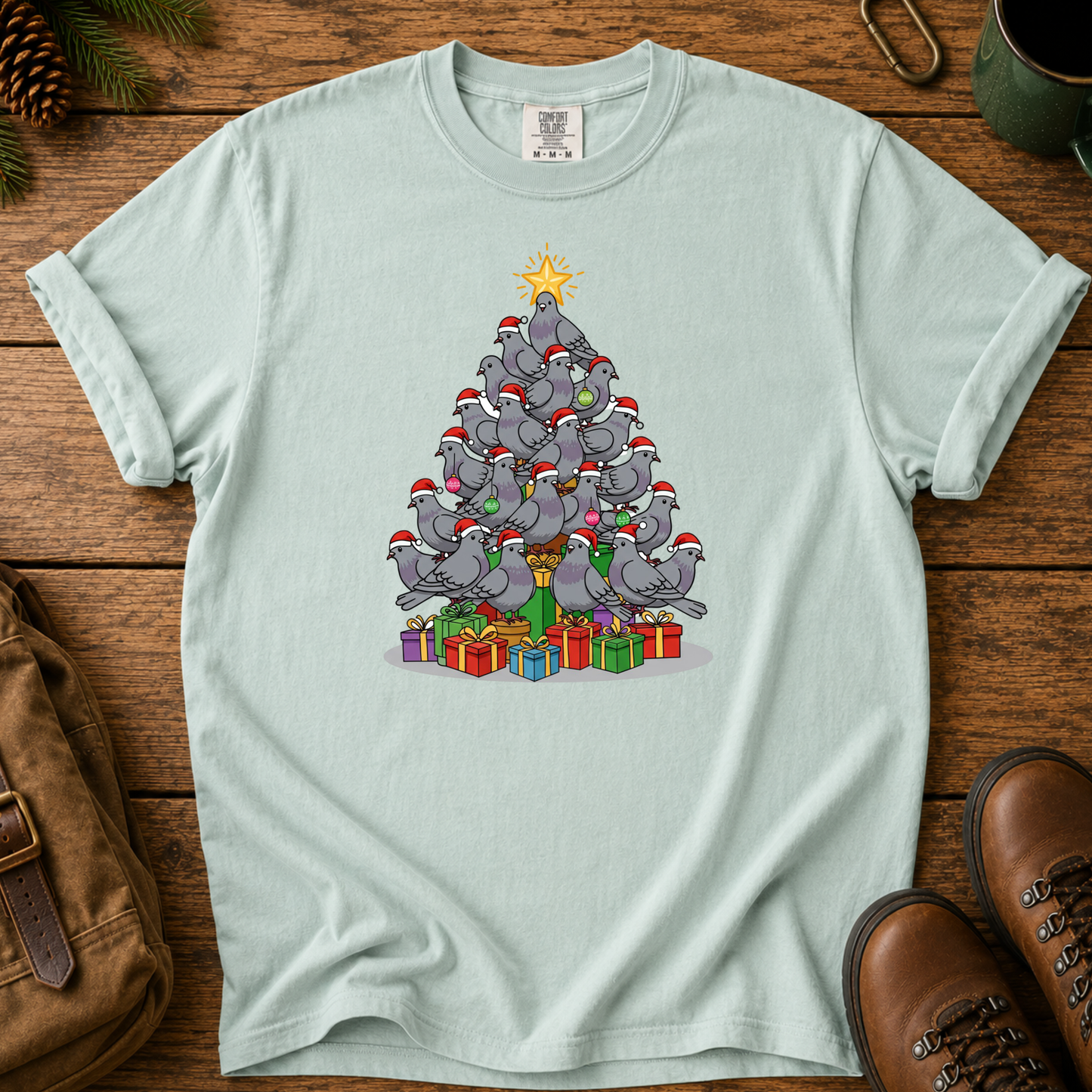 Christmas Pigeon Tree T-Shirt