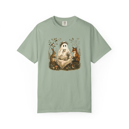 Ghost Gathering T‑Shirt — Woodland Ghost with Fox & Rabbit Illustration