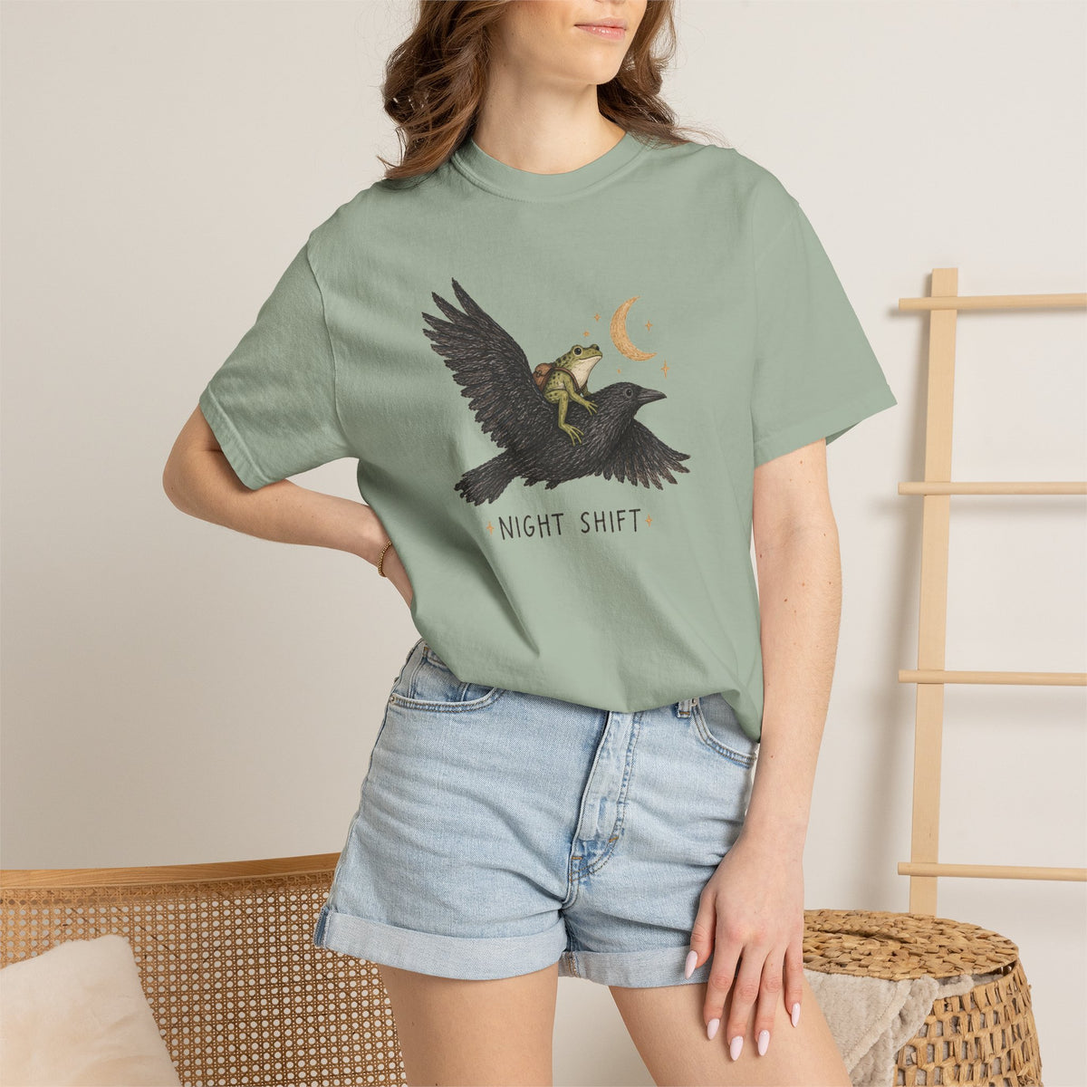 Night Shift Tee — Crow Rider Graphic T-Shirt