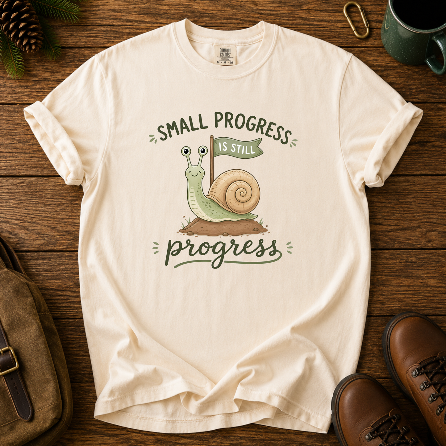 Snail Progress T-Shirt — "Small Progress Is Still Progress" Motivational Tee
