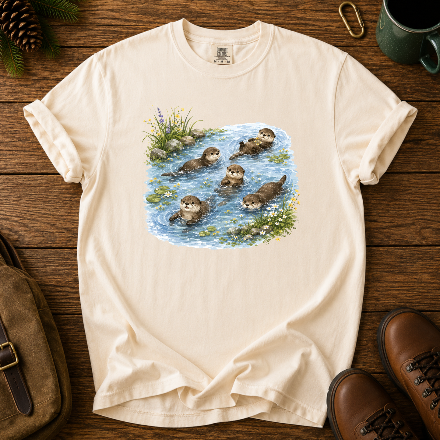 Otter Family Tee — Cute River Otters Illustration T-Shirt