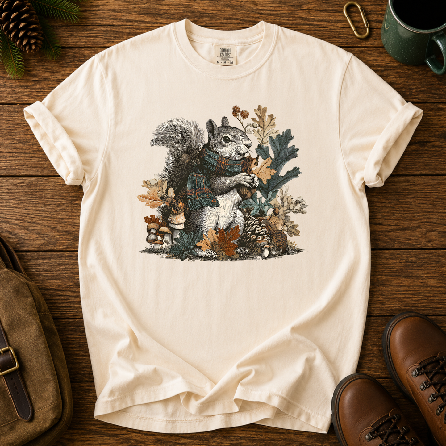 Squirrel Woodland Tee — Autumn Forest Nature Graphic T-Shirt