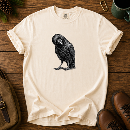 Raven T-Shirt — Minimal Black Crow Illustration Tee