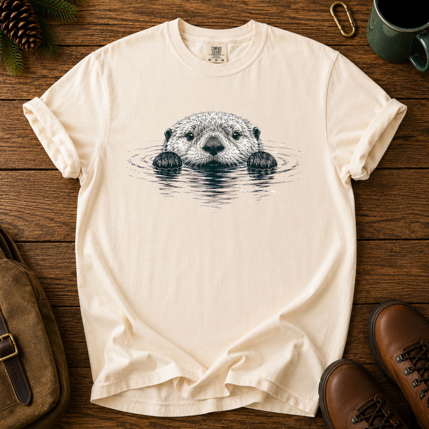 Otter Peek T-Shirt — Cute Floating Otter Graphic Tee