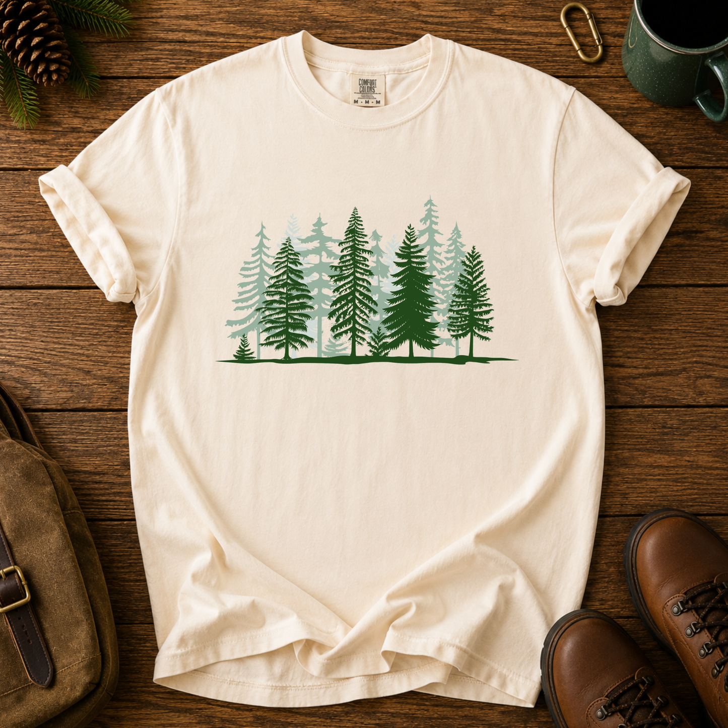 Forest Line T-Shirt — Minimal Pine Tree Tee