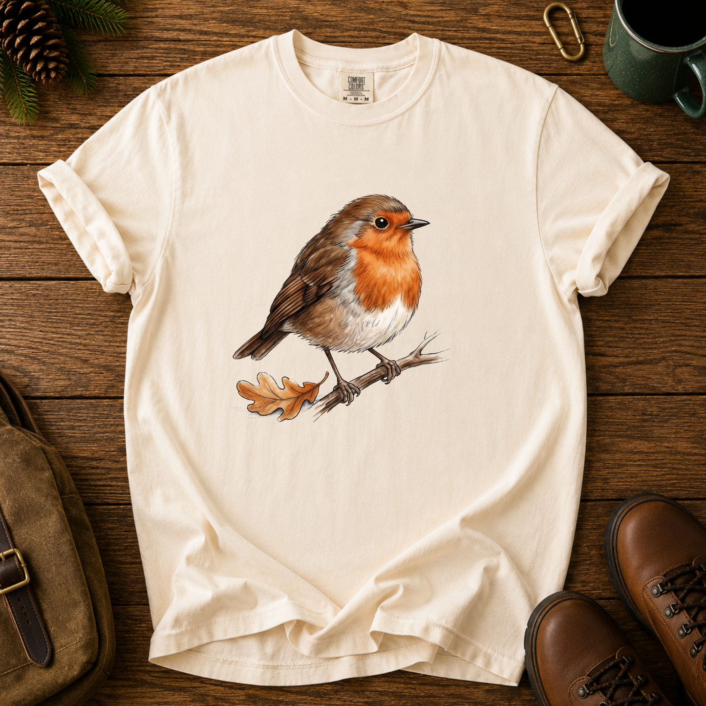 Robin T-Shirt — Watercolor Garden Bird Tee