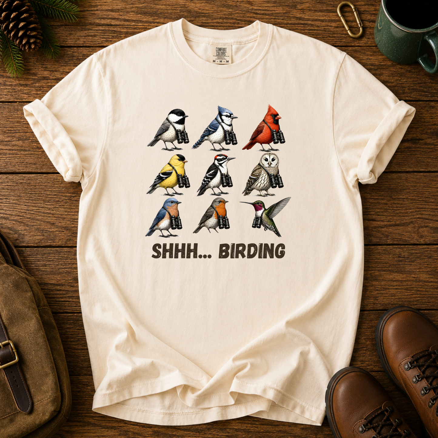 Birdwatching T-Shirt — "Shhh... Birding" Graphic Tee for Bird Lovers