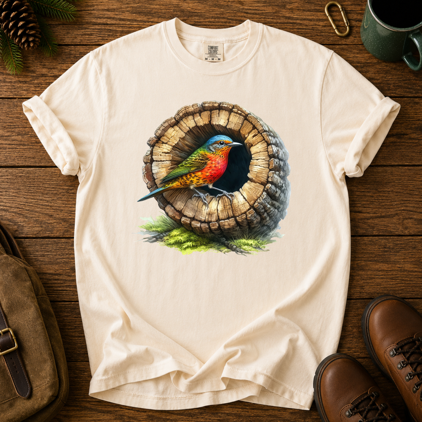 Bird in Tree Stump T-Shirt