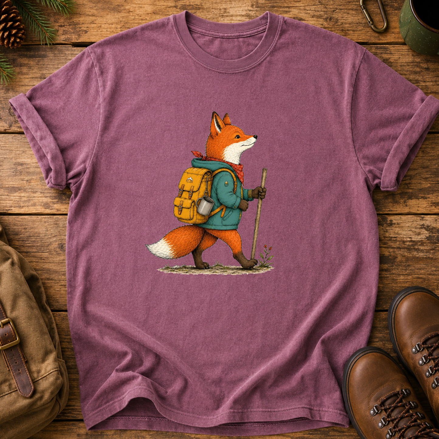 Hiking Fox Graphic T-Shirt