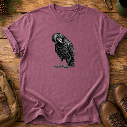 Raven T-Shirt — Minimal Black Crow Illustration Tee