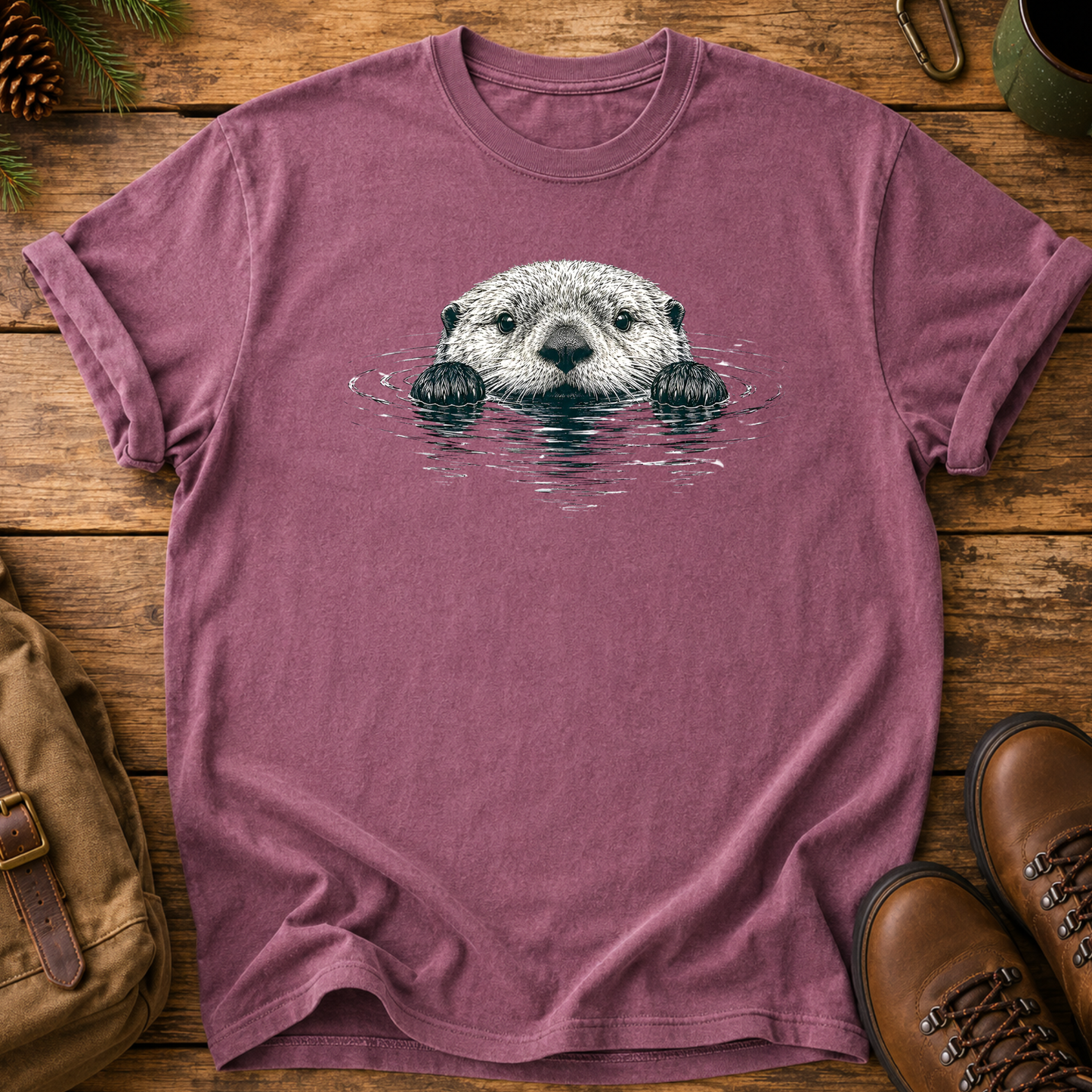 Otter Peek T-Shirt — Cute Floating Otter Graphic Tee