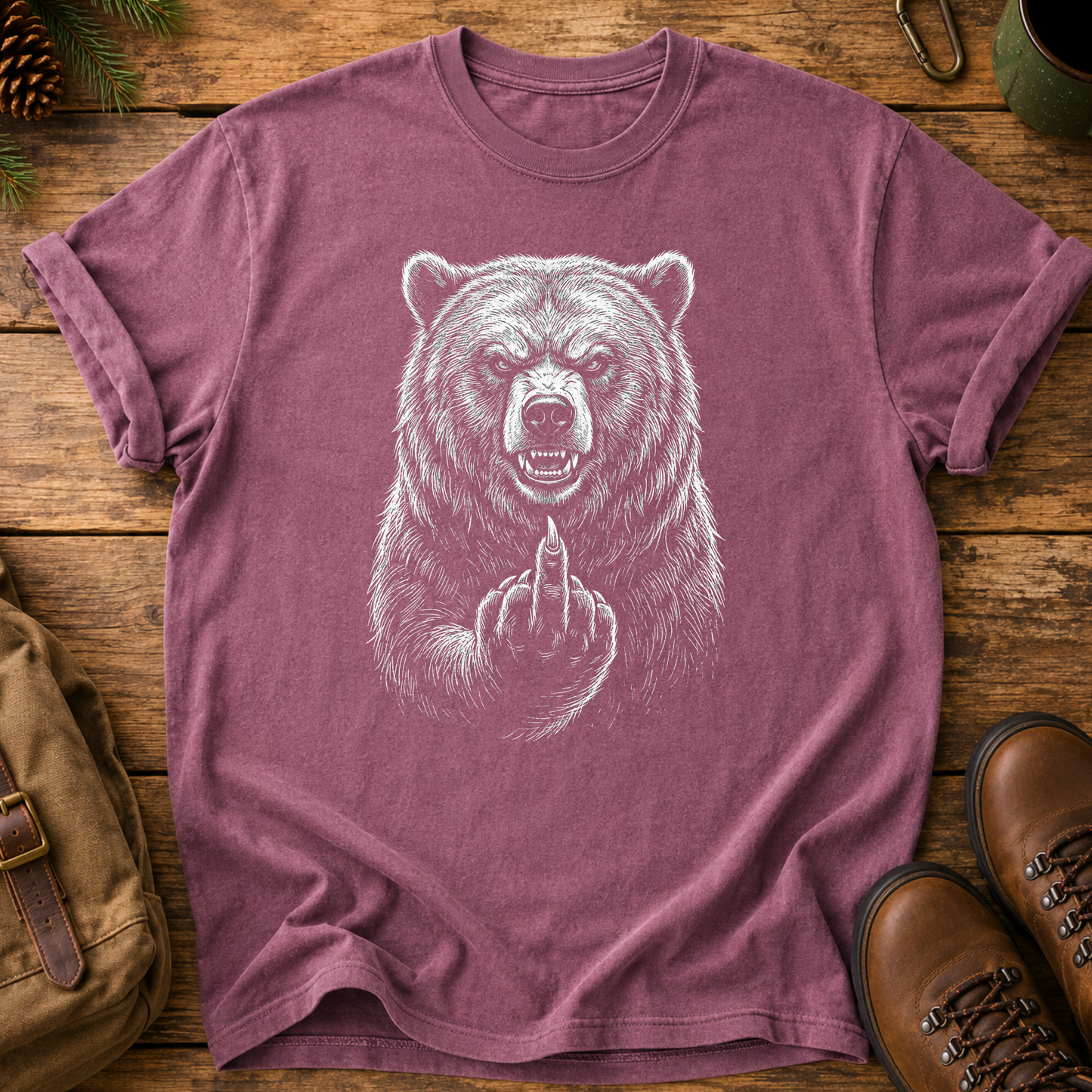 Roaring Bear Middle Finger T-Shirt