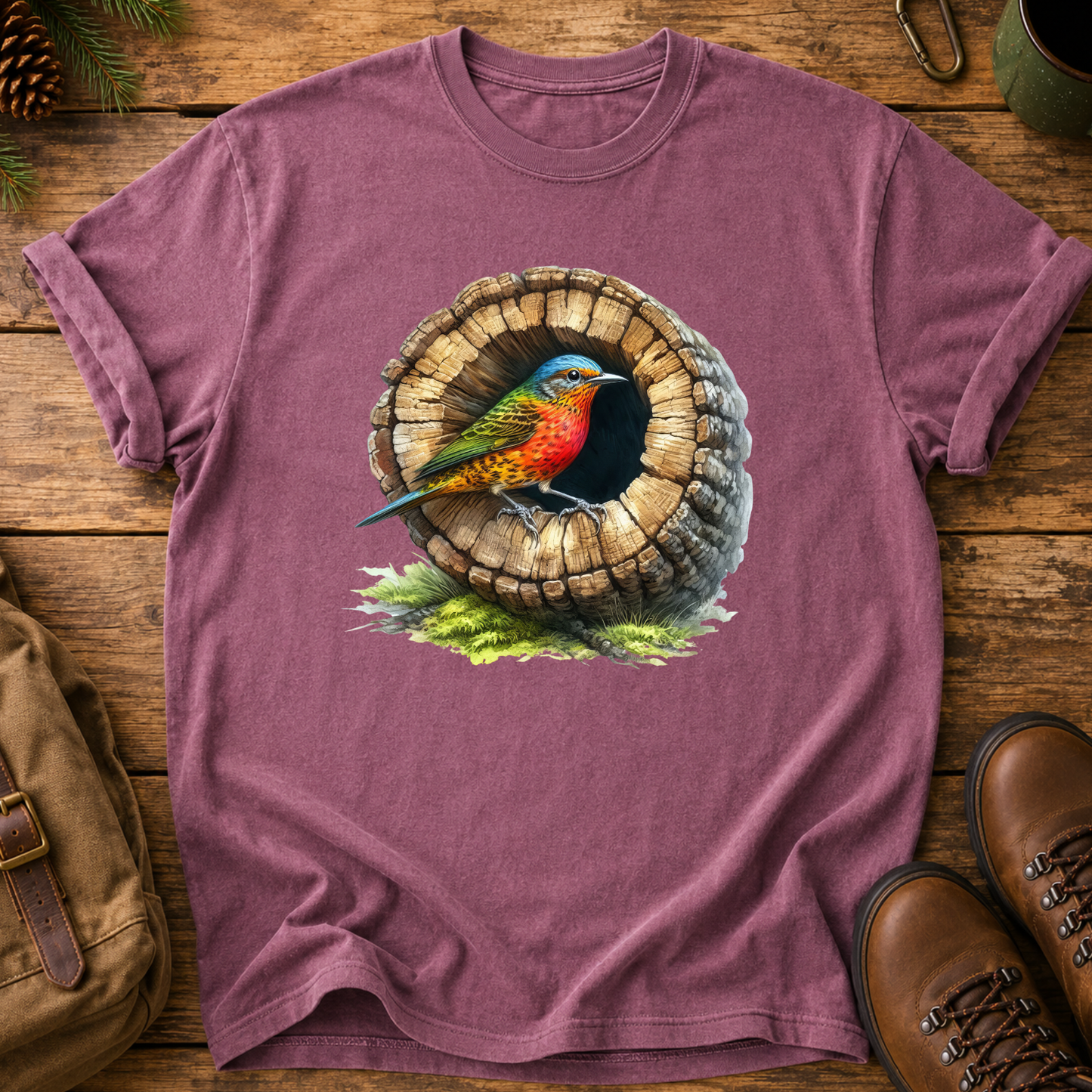 Bird in Tree Stump T-Shirt
