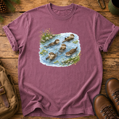 Otter Family Tee — Cute River Otters Illustration T-Shirt
