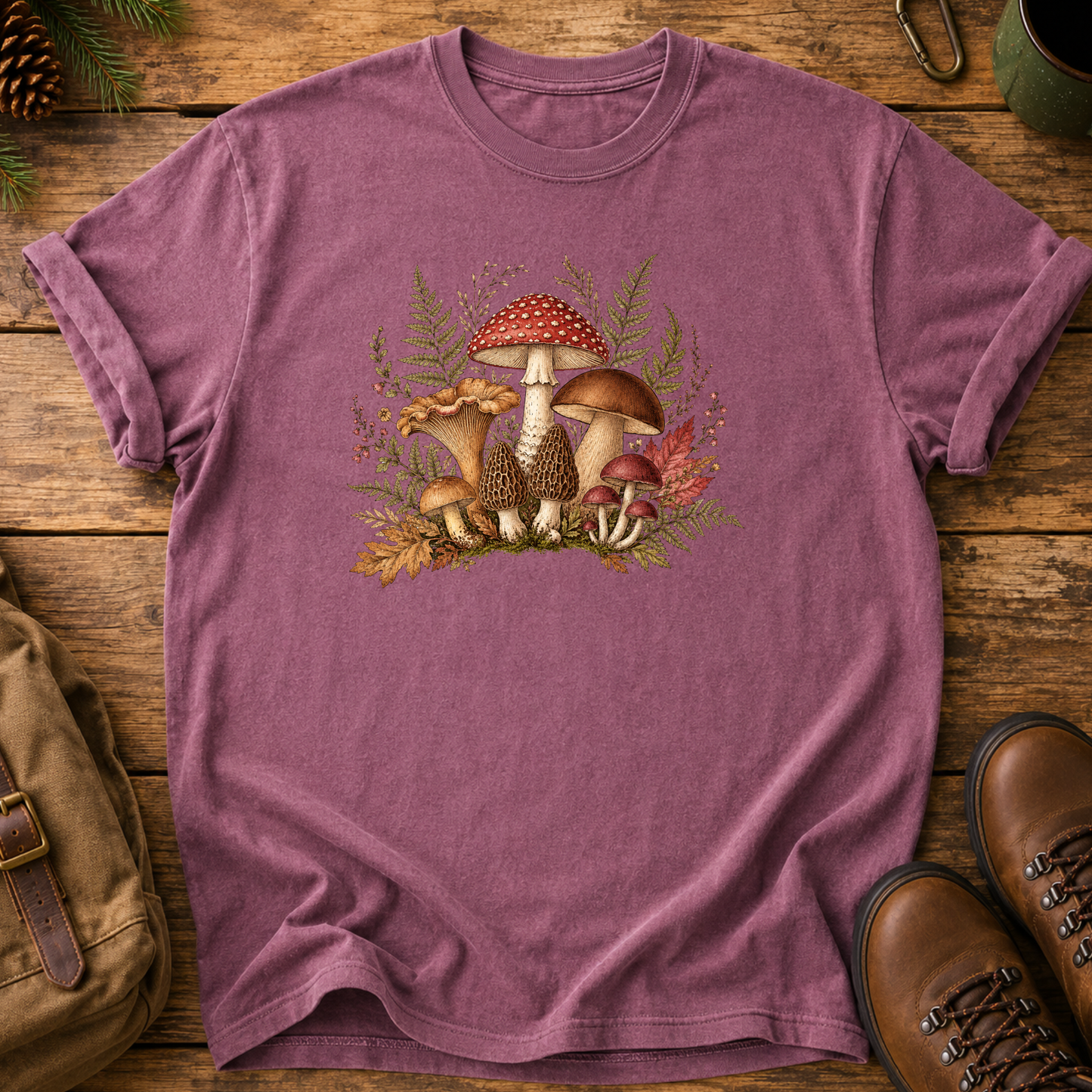 Mushroom Forest T-Shirt — Vintage Woodland Fungi Tee