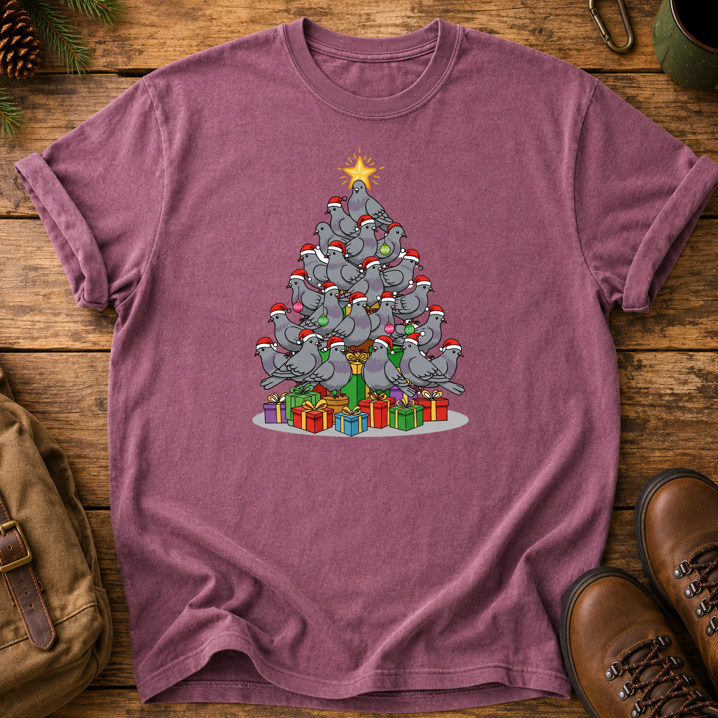 Christmas Pigeon Tree T-Shirt