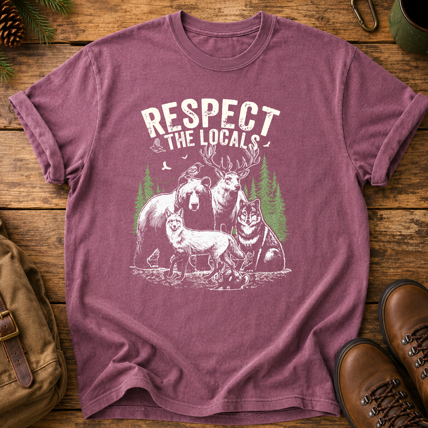 Respect the Locals T-Shirt — Wildlife Camping Tee
