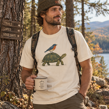Tortoise & Robin Graphic T-Shirt — Cute Nature Animal Tee
