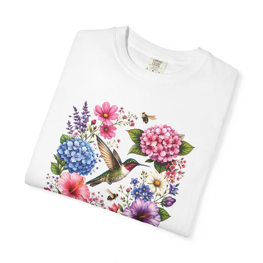 Hummingbird Floral Sweatshirt, Wildflower Bird Shirt, Spring Flower Tee
