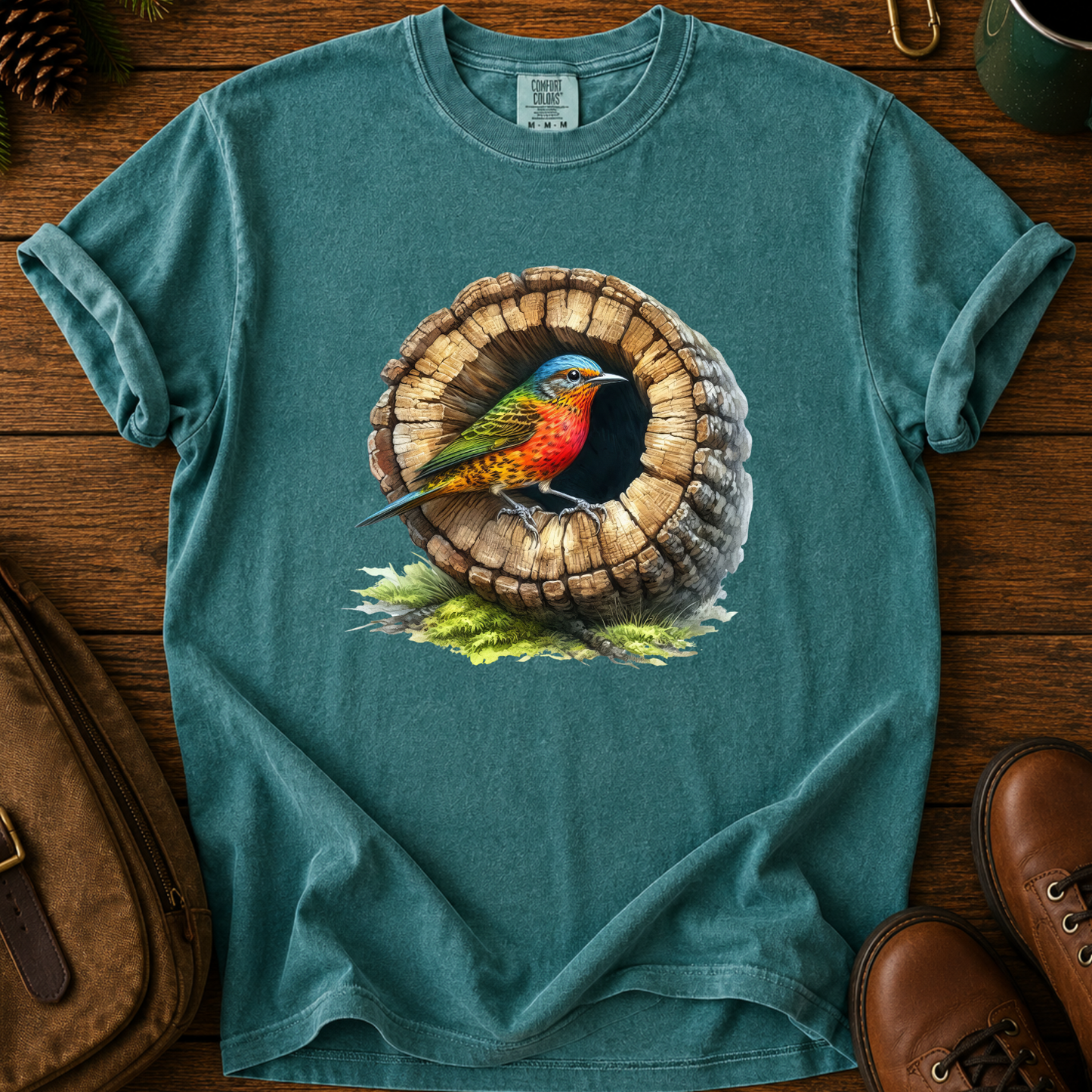 Bird in Tree Stump T-Shirt