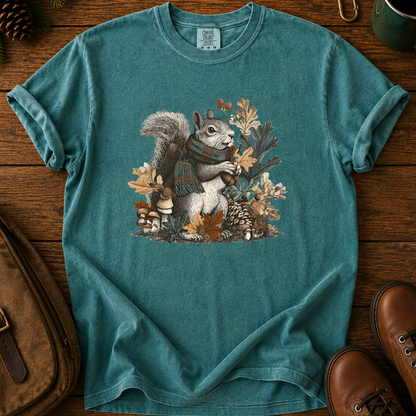 Squirrel Woodland Tee — Autumn Forest Nature Graphic T-Shirt