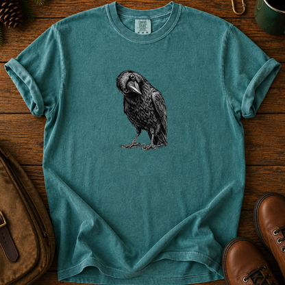 Raven T-Shirt — Minimal Black Crow Illustration Tee