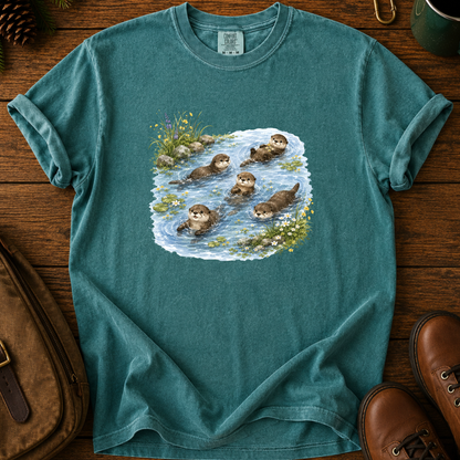 Otter Family Tee — Cute River Otters Illustration T-Shirt
