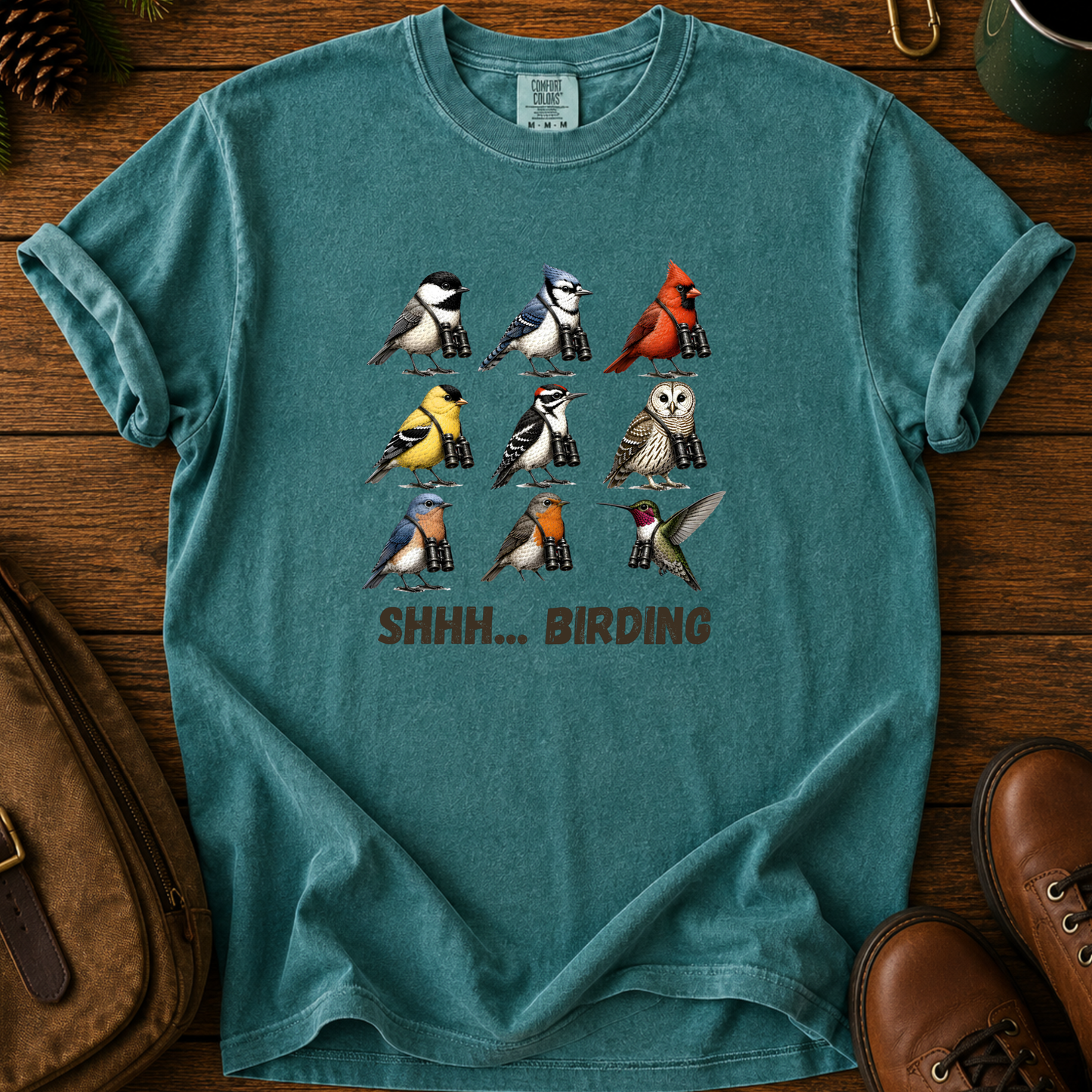 Birdwatching T-Shirt — "Shhh... Birding" Graphic Tee for Bird Lovers