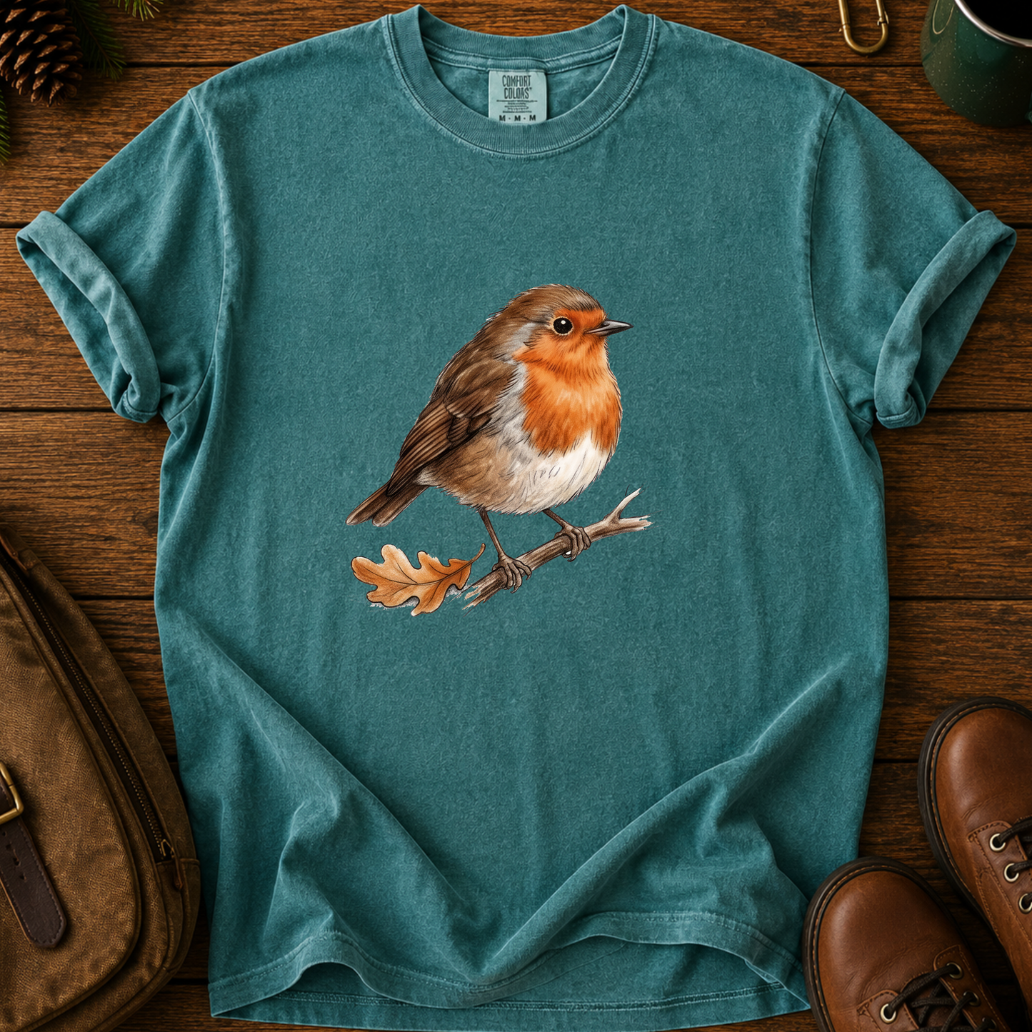 Robin T-Shirt — Watercolor Garden Bird Tee