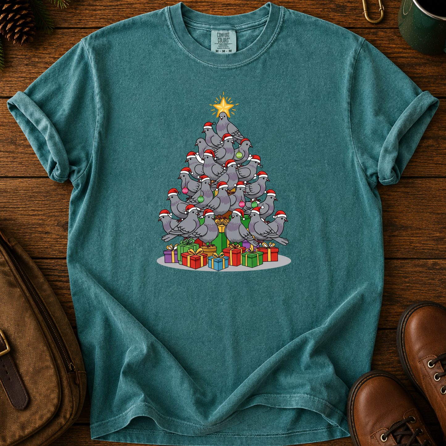 Christmas Pigeon Tree T-Shirt