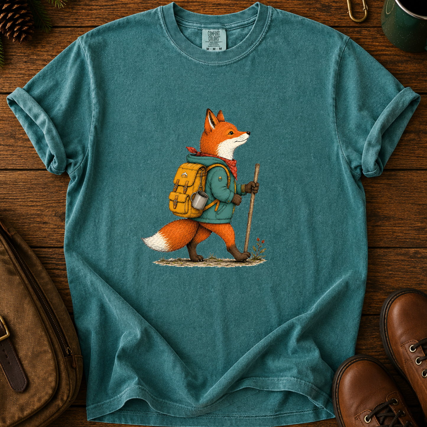Hiking Fox Graphic T-Shirt