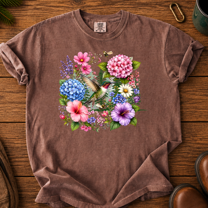 Hummingbird Floral Sweatshirt, Wildflower Bird Shirt, Spring Flower Tee