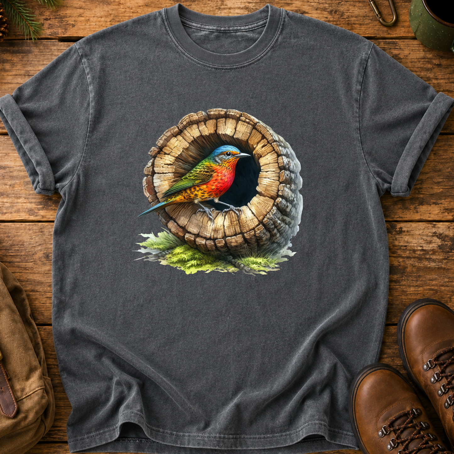 Bird in Tree Stump T-Shirt