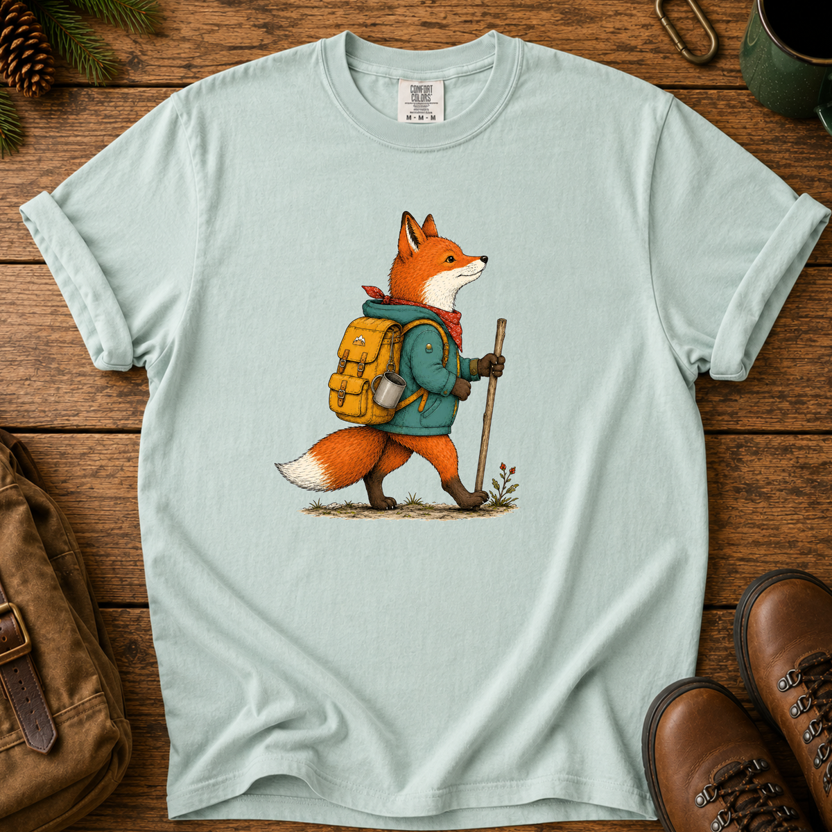 Hiking Fox Graphic T-Shirt 