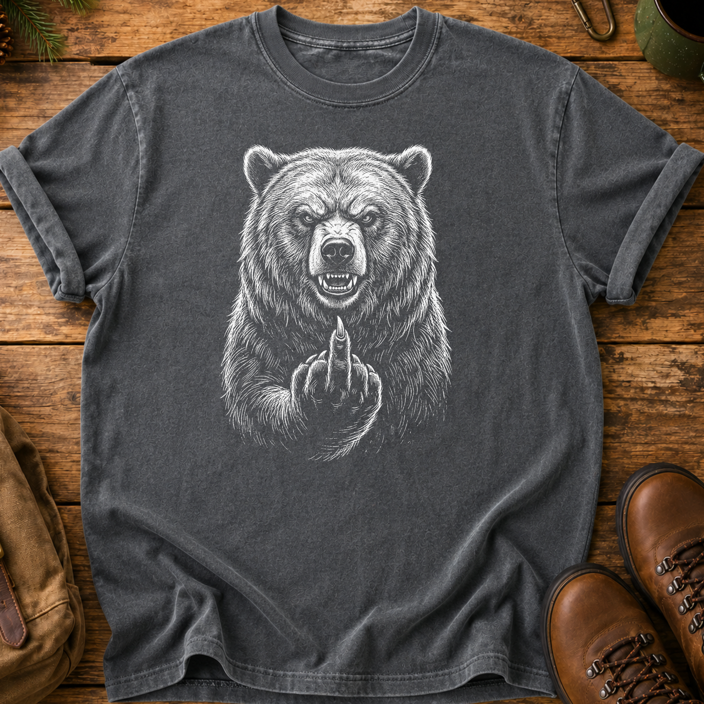 Roaring Bear Middle Finger T-Shirt